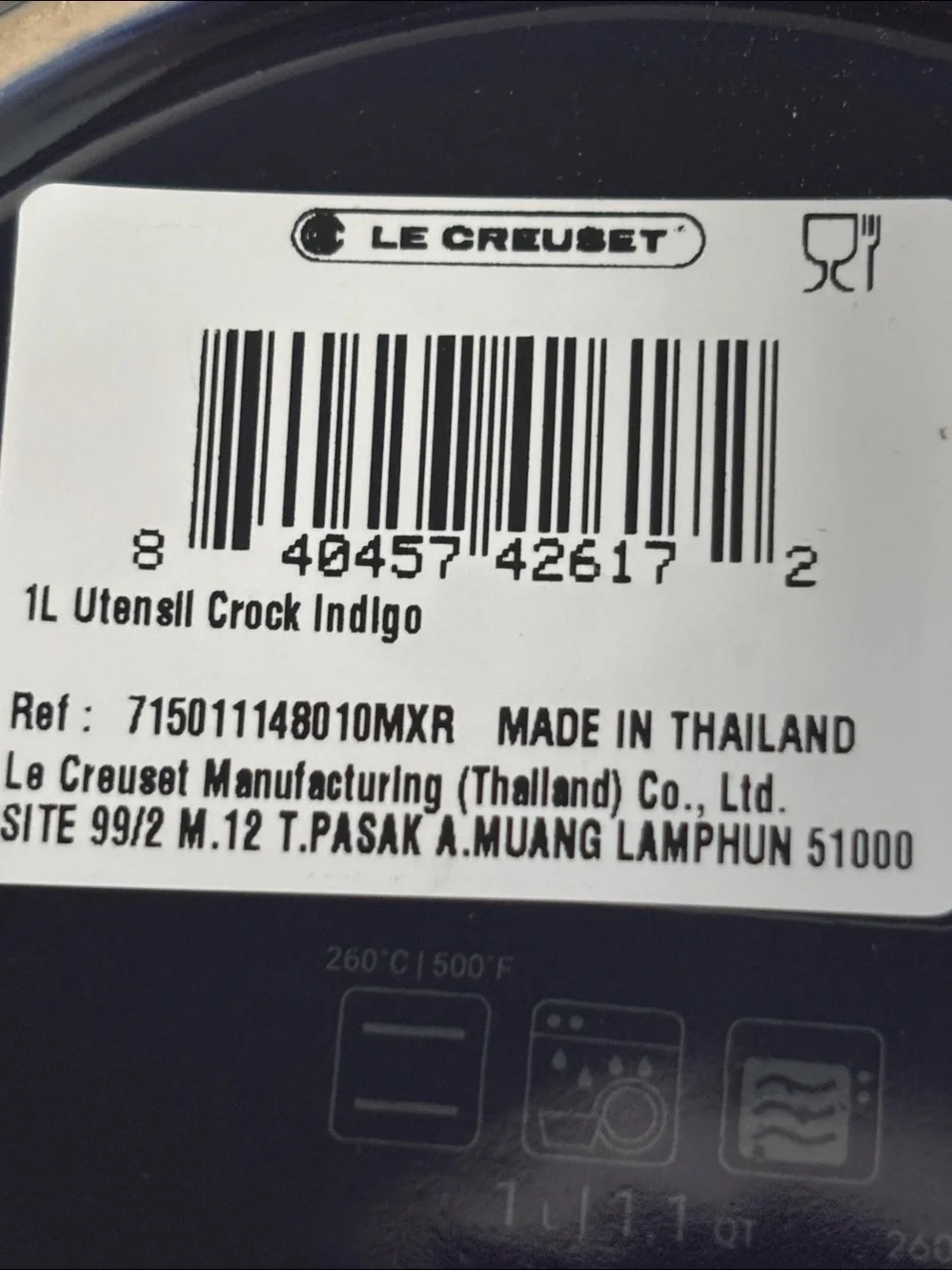 NWT Le Creuset blue indigo Utensil crock (only)